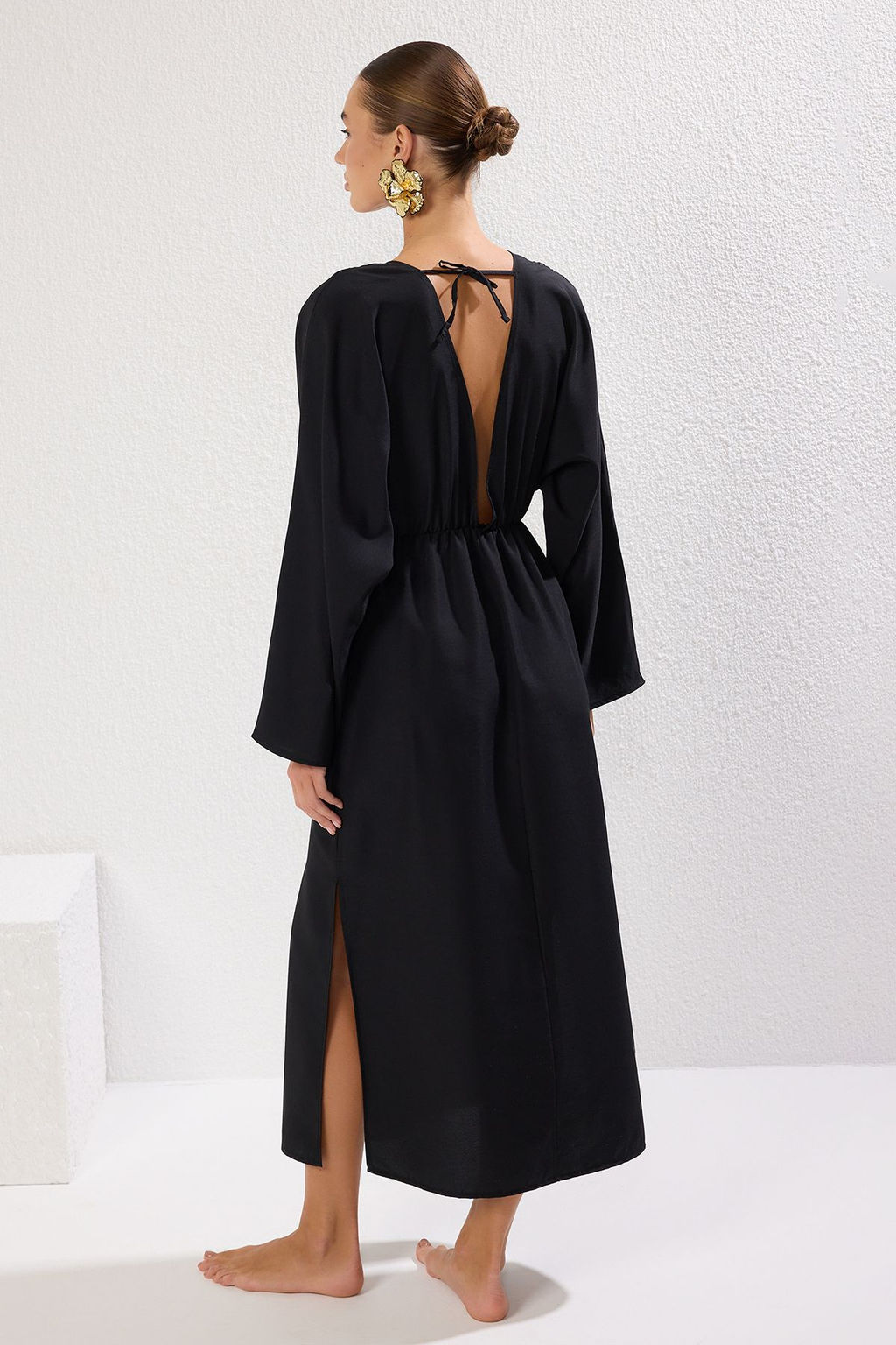 Cicek Desenli Dokuma Y?rtmacl? Maxi Plaj Elbise TBESS25EL00037 - Trendyolmilla фото 10