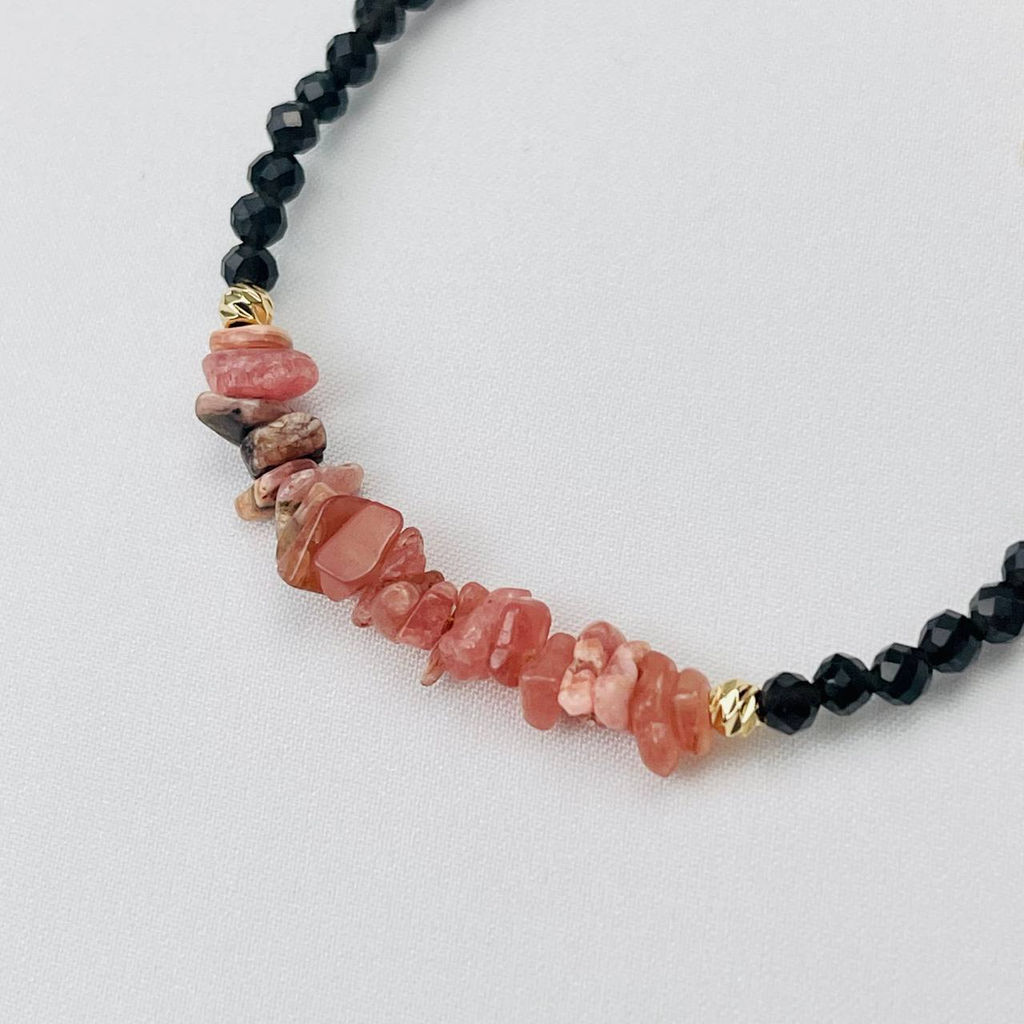 Браслет из Обсидиана и Родохрозита 16,5 см +