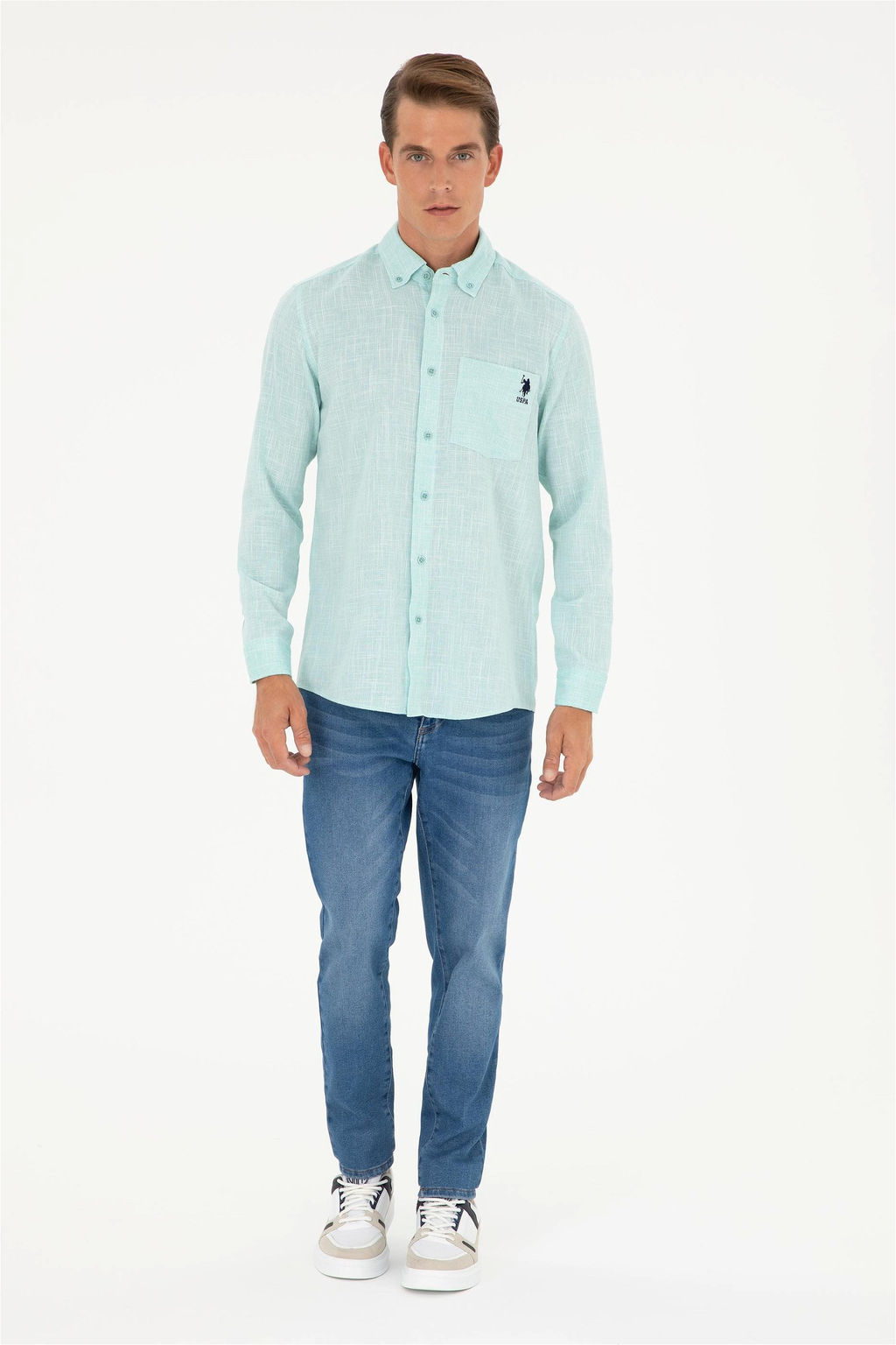 U. S. Polo Assn / Мужская мятная рубашка с длинным рукавом - U.s. polo assn фото 4