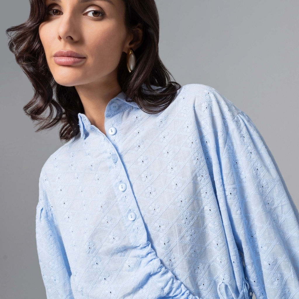 Рубашка комбинированный с кружевом, Дивная смелость (blue) - Charutti фото 3