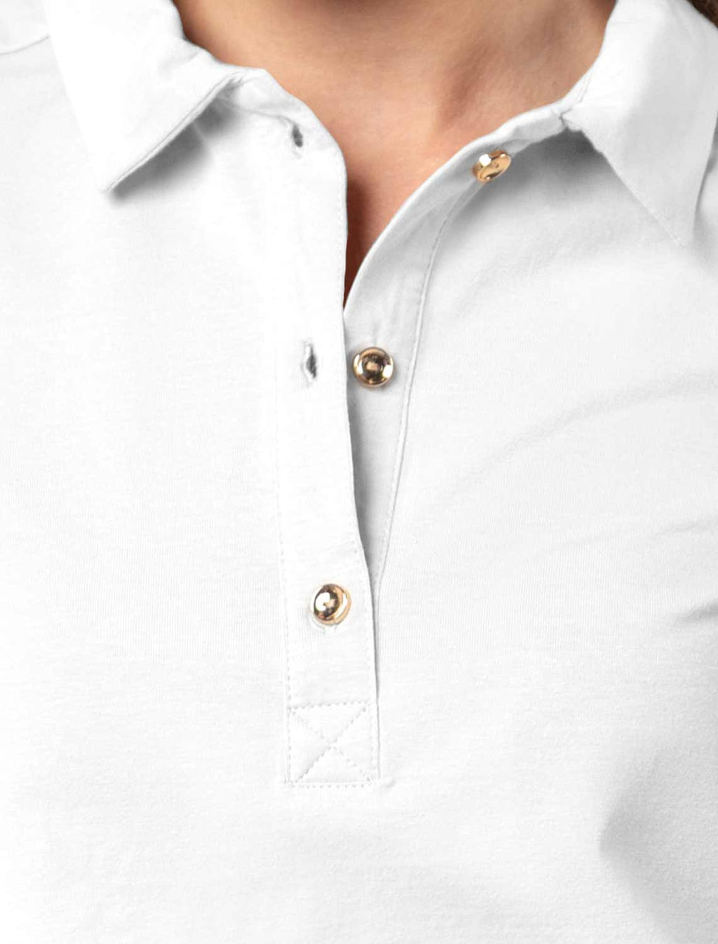 VILATTE / Футболка-поло с золотистыми пуговицами из премиального хлопка  фото 5
