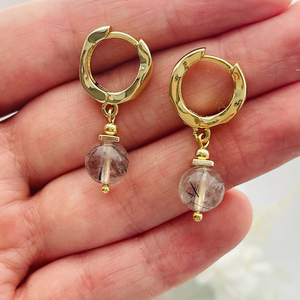 Серьги из Кварца с включением Турмалина