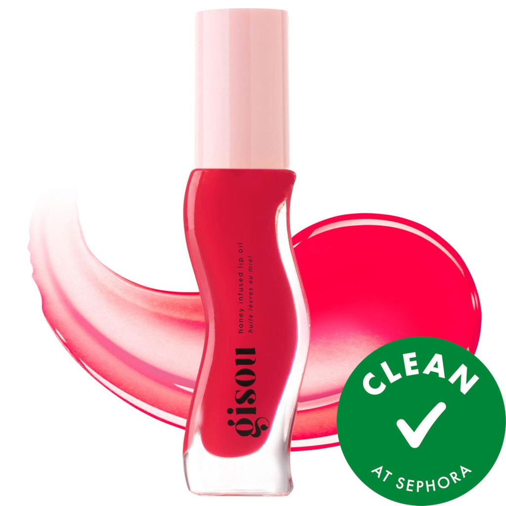 Gisou Питательное МАСЛО-БЛЕСК для губ "КЛУБНИКА" Honey Infused Lip Oil in Strawberry Sorbet, 8ml