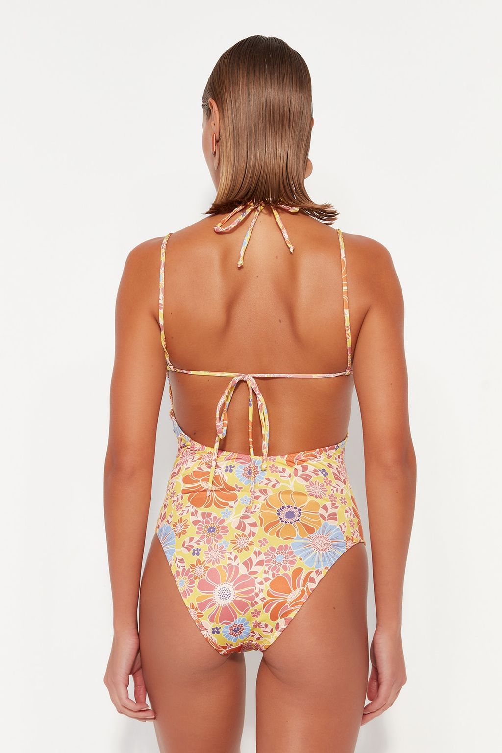 Cicek Desenli Derin Dekolteli S?rt Dekolteli Normal Paca Mayo TBESS23MA00127