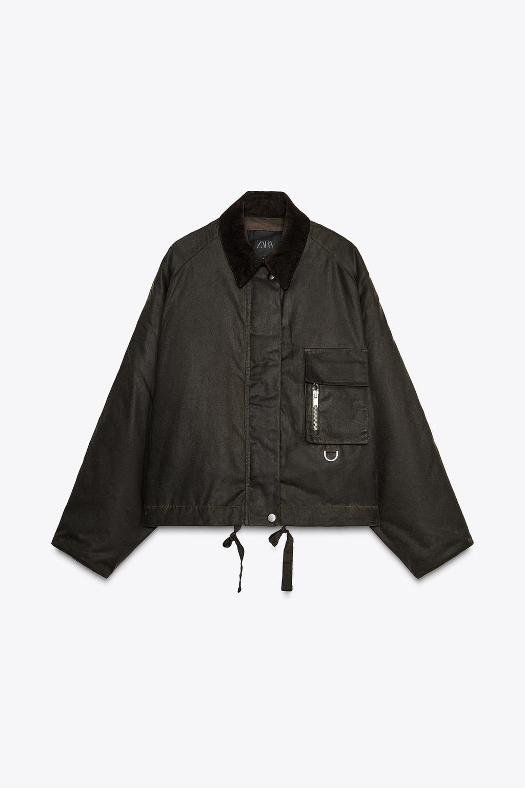 WAXED JACKET WITH CORDUROY COLLAR ZW COLLECTION - Zara фото 12