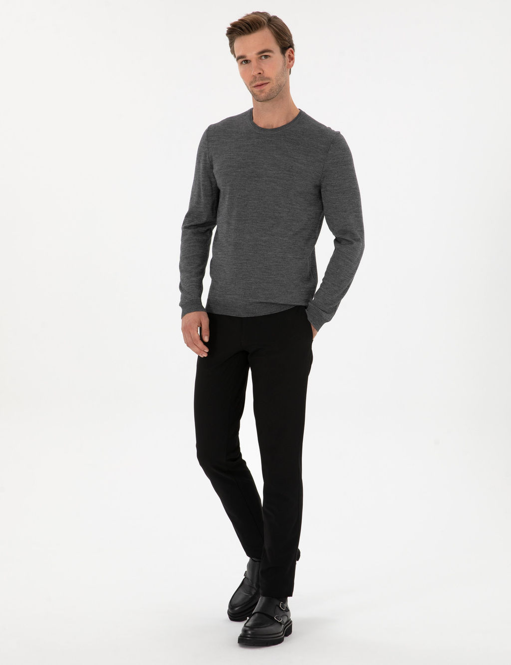 Siyah Slim Fit Kanvas Pantolon