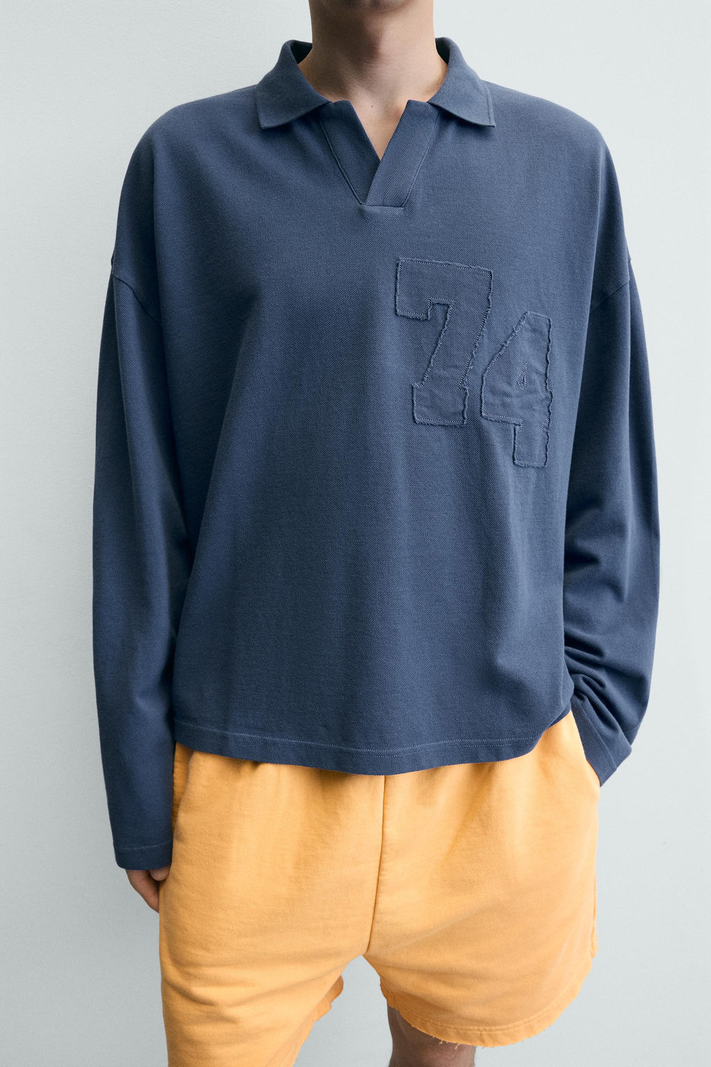 POLO PIQU? RELAXED FIT PARCHE N?MEROS / Azul - Zara фото 6