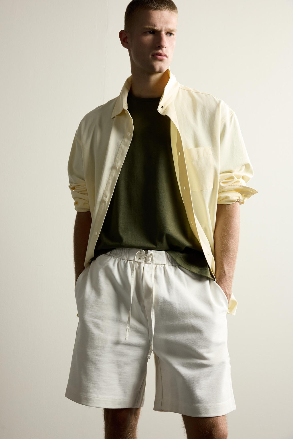 BERMUDA JOGGER CINTURA COMBINADA / Blanco - Zara фото 5