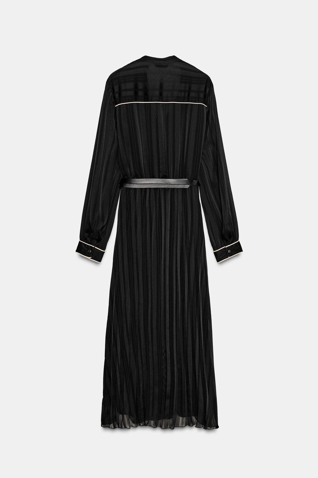PLEATED MIDI DRESS WITH CONTRAST PIPING BELT - Zara фото 7