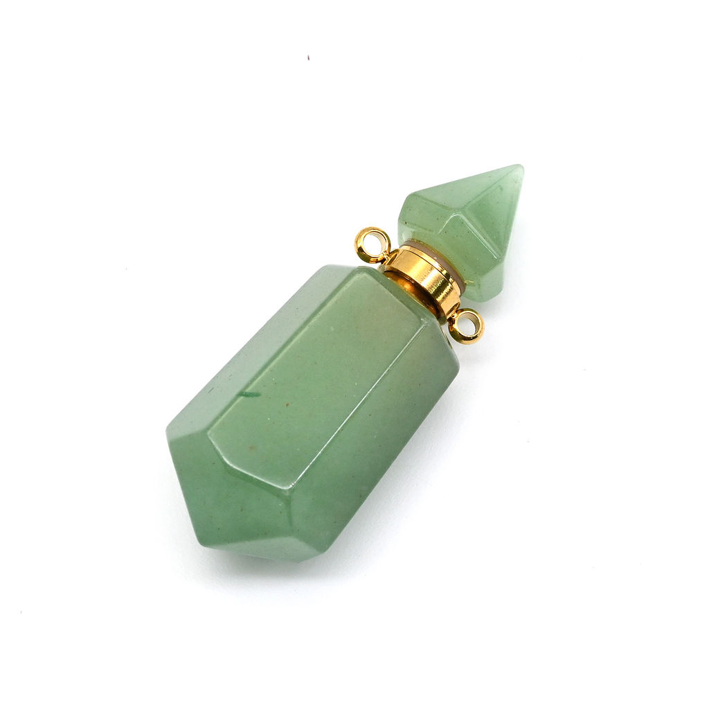 Парфюмерный флакон-кулон из авантюрина зеленого 14*14*42мм