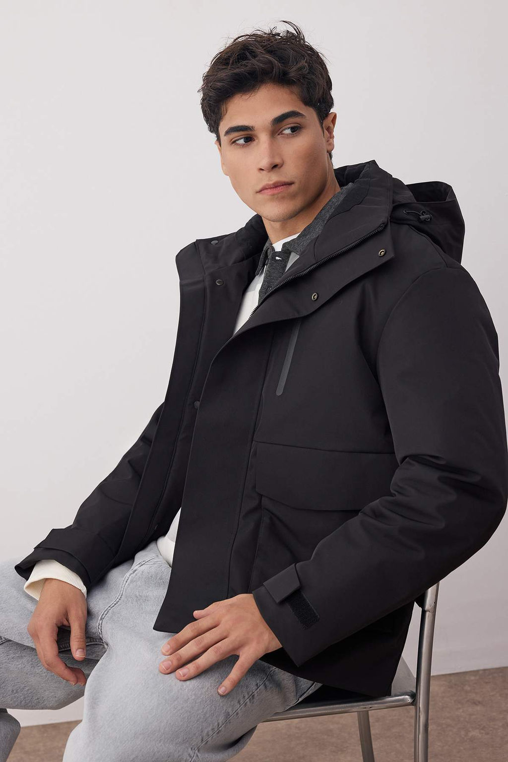 Gri Fitted K?sl?k Kal?n Parka Erkek Mont TMNAW26MO00007 - Trendyolmilla фото 9