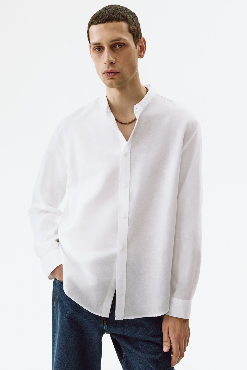 Camisa en mezcla de lino Relaxed Fit - H&m фото 8