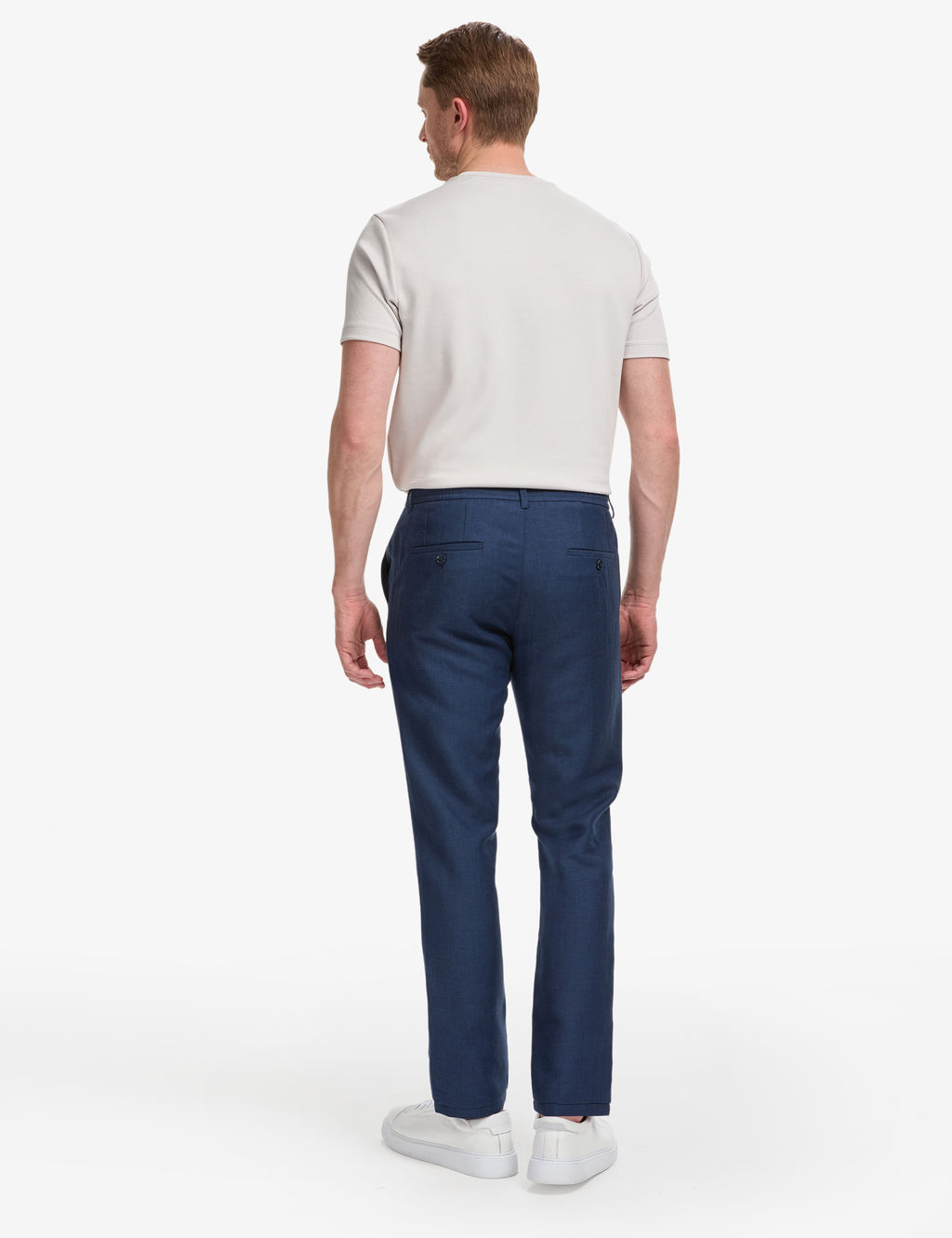 Lacivert Slim Fit Keten Kar___ml_ Pantolon