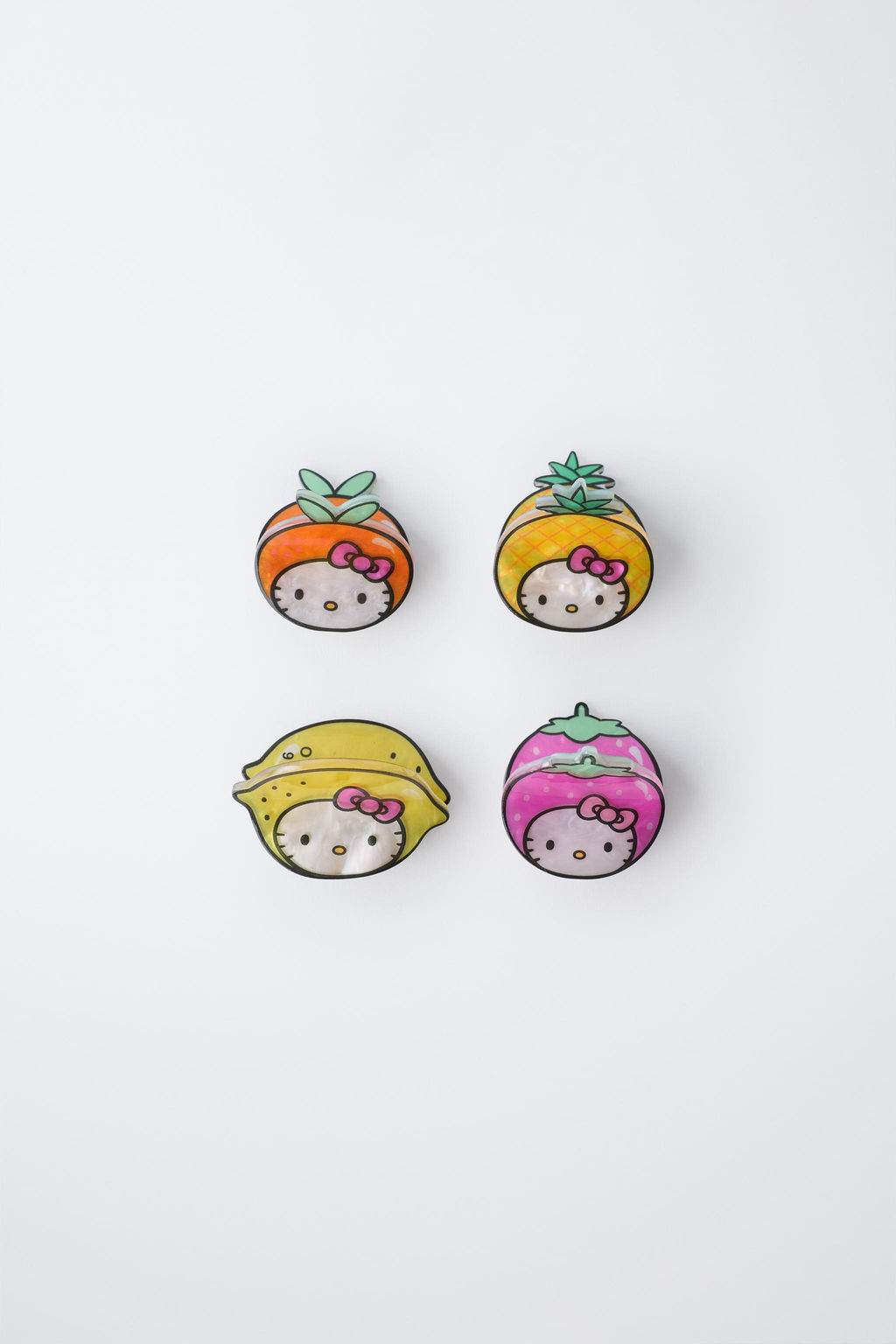 PACK DE CUATRO PINZAS FRUTAS HELLO KITTY SANRIO / Rosa