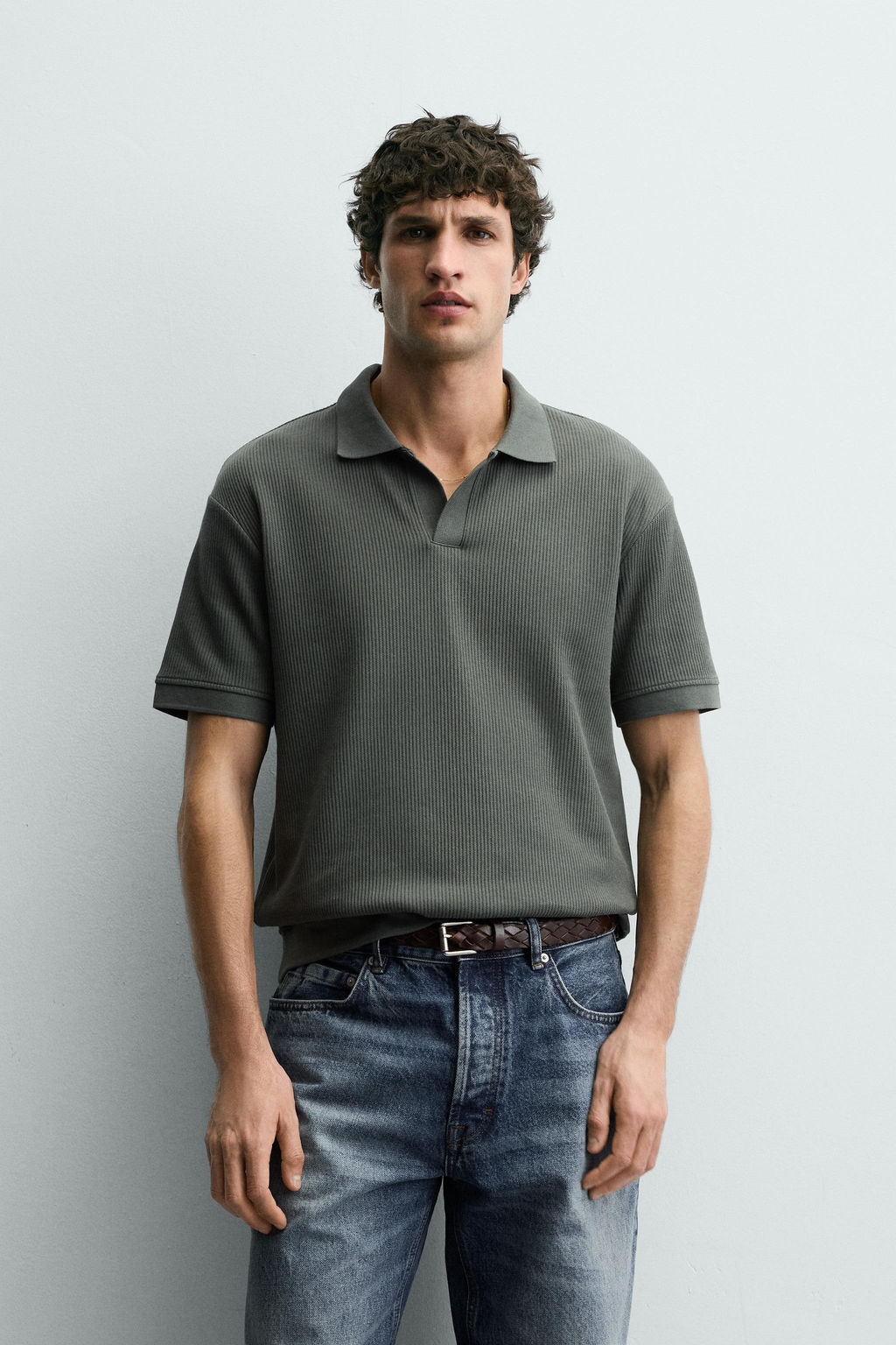 POLO ESTRUCTURA VERTICAL / Verde oscuro - Zara фото 8