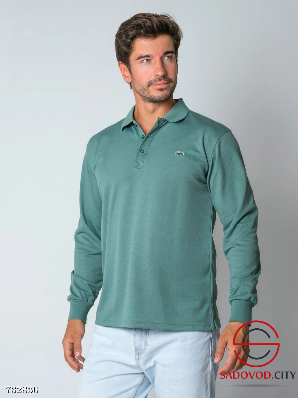 Кофта с длинным рукавом поло мужская