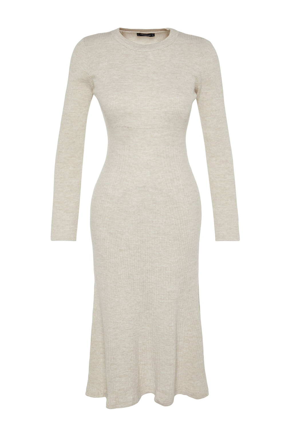 TRENDYOLMILLA Kahverengi Midi Triko Bisiklet Yaka Elbise TWOAW21EL0422 фото 30