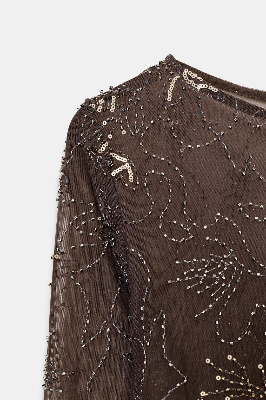 DRAPED TULLE TOP WITH BEADED EMBROIDERY - Zara фото 7