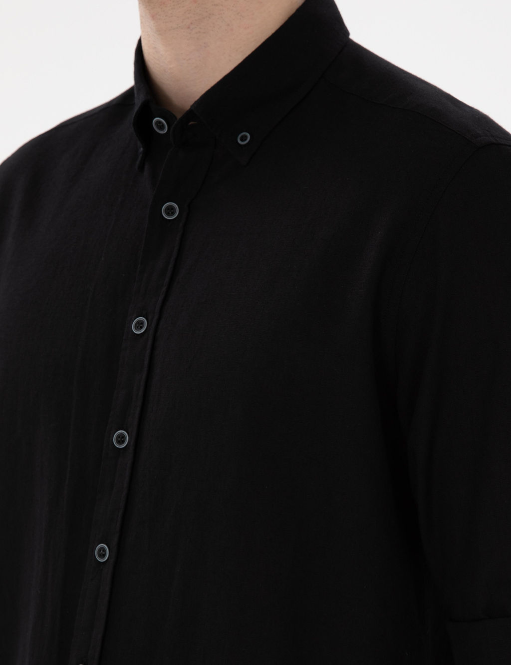Рубашка Pierre Cardin Regular Fit черная с льном