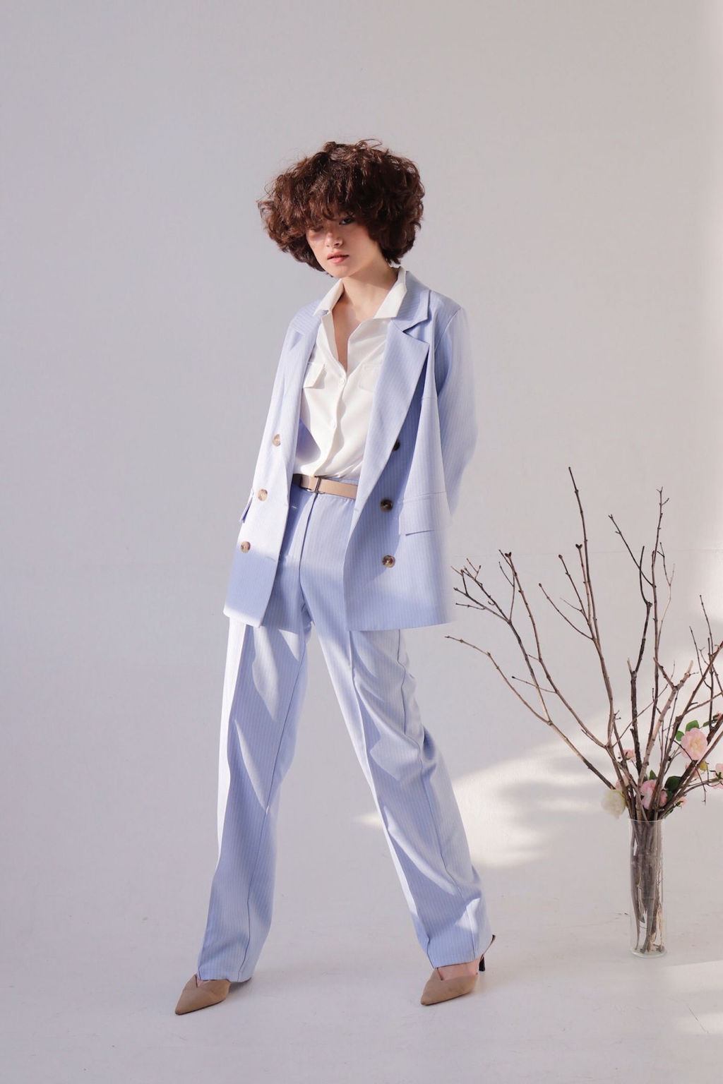 Брюки со стрелками голубые в полоску - Martichelli фото 2