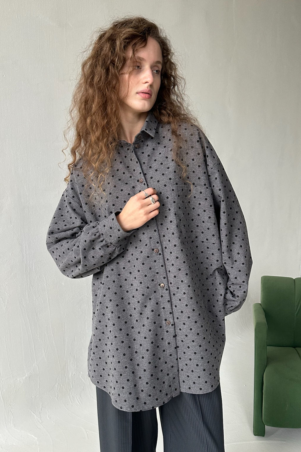 Рубашка женская HUG077/12/Серый, черный