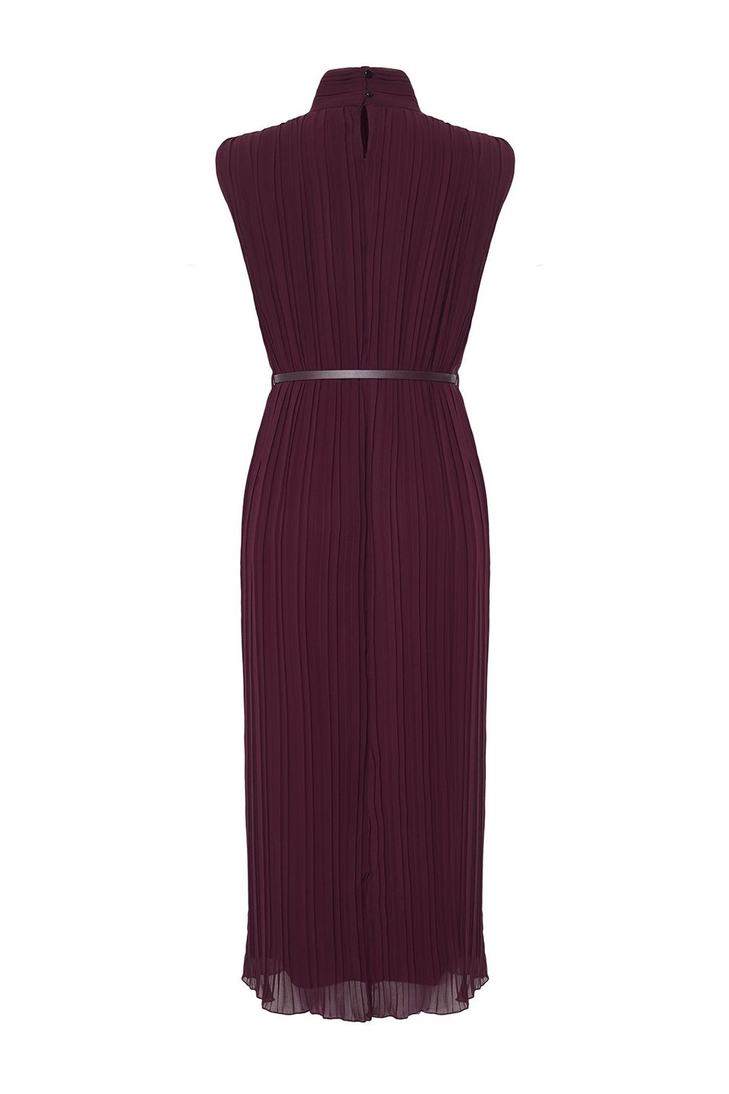 TRENDYOLMILLA Bordo Kemerli Duz Kesim Piliseli Midi Astarl? Sifon Dokuma Elbise TWOSS25EL00118  фото 12