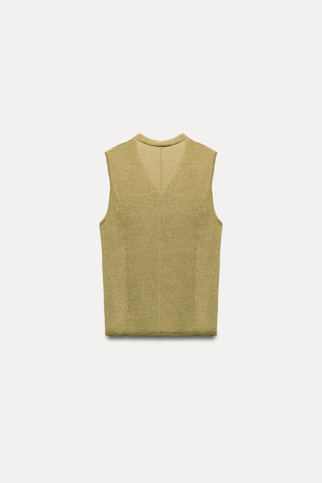 PLAIN LINEN BLEND KNIT WAISTCOAT - Zara фото 8