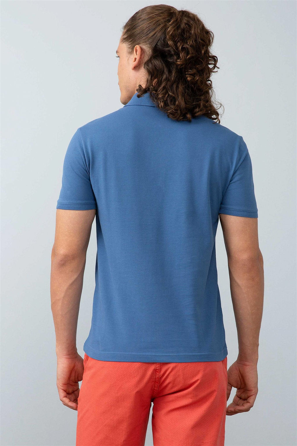 Мужская светло-темно-синяя базовая футболка с воротником-поло Неожиданная скидка в корзине - U.s. polo assn фото 4