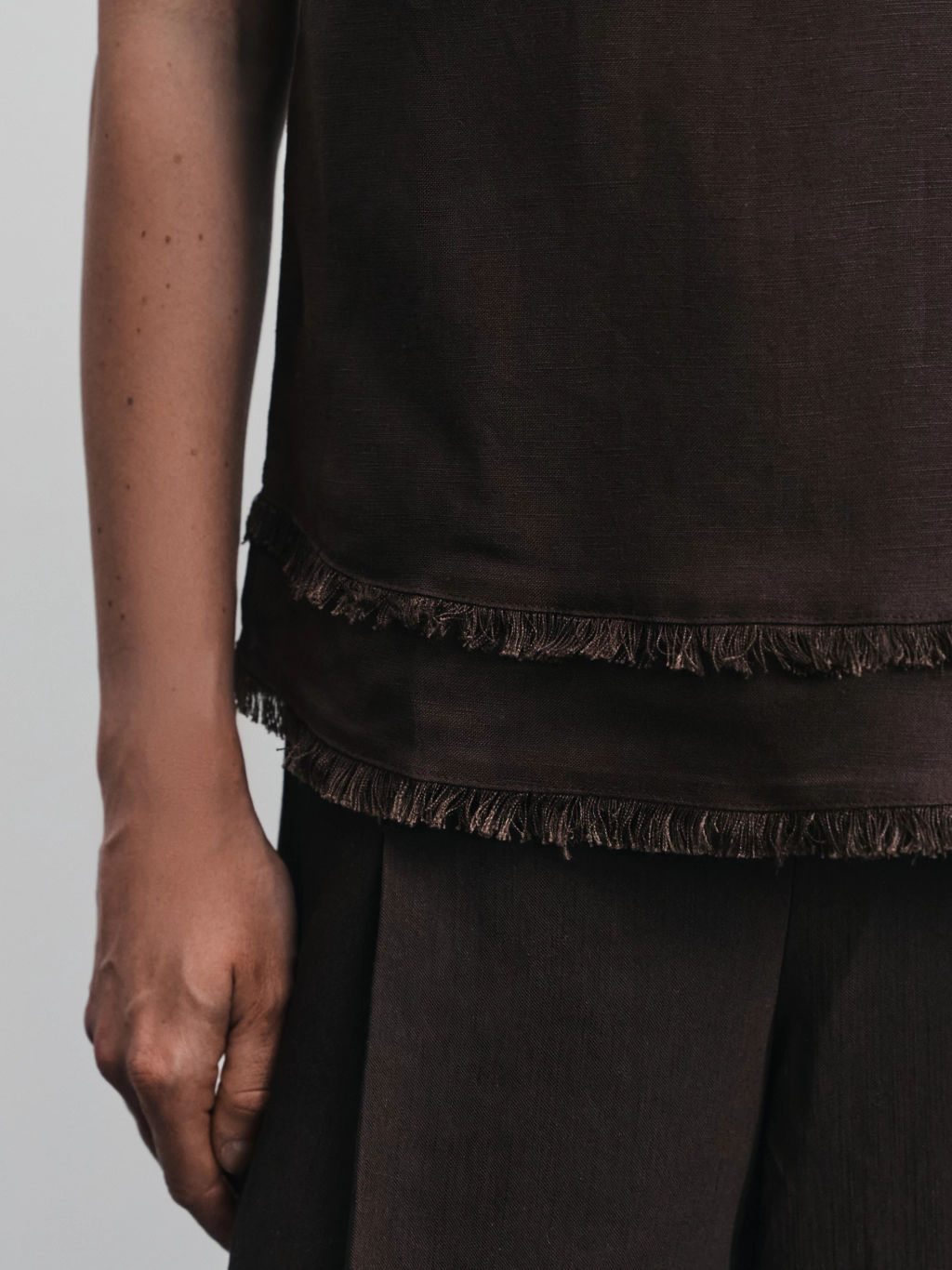 Блузка из вискозы и льна с бахромой / Zarina  фото 7