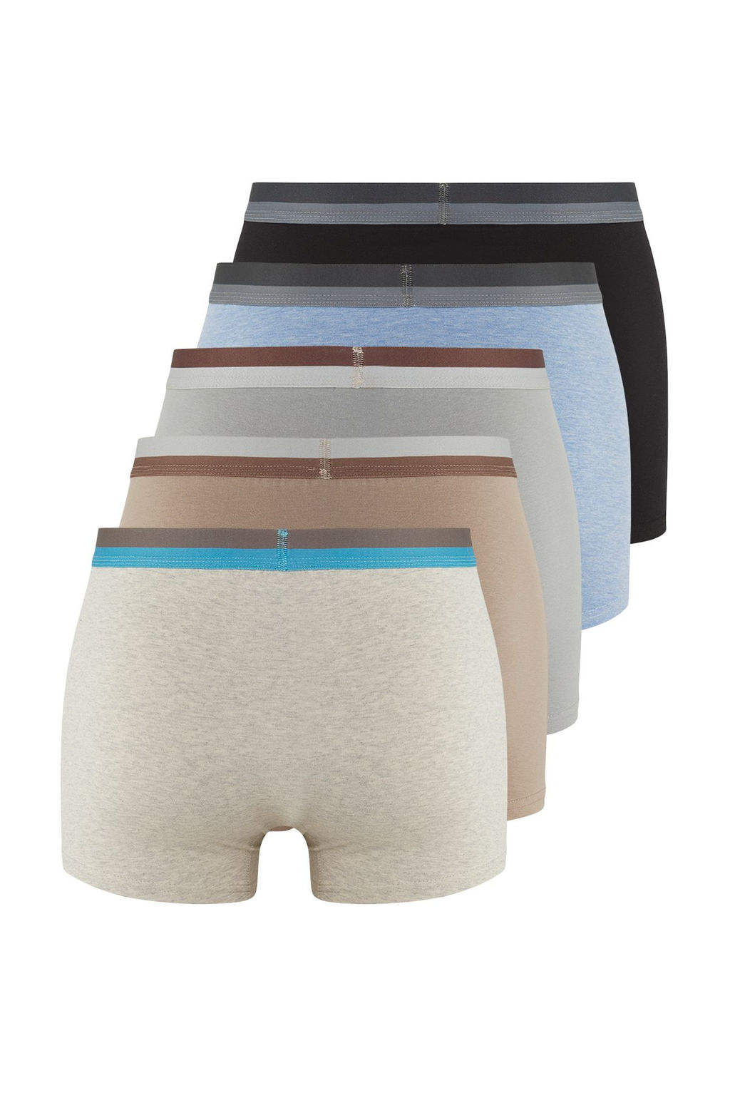 Cok Renkli 5li Paket Basic Slogan Lastikli Esnek Pamuklu Boxer TMNSS25BX00002 - Trendyolmilla фото 2