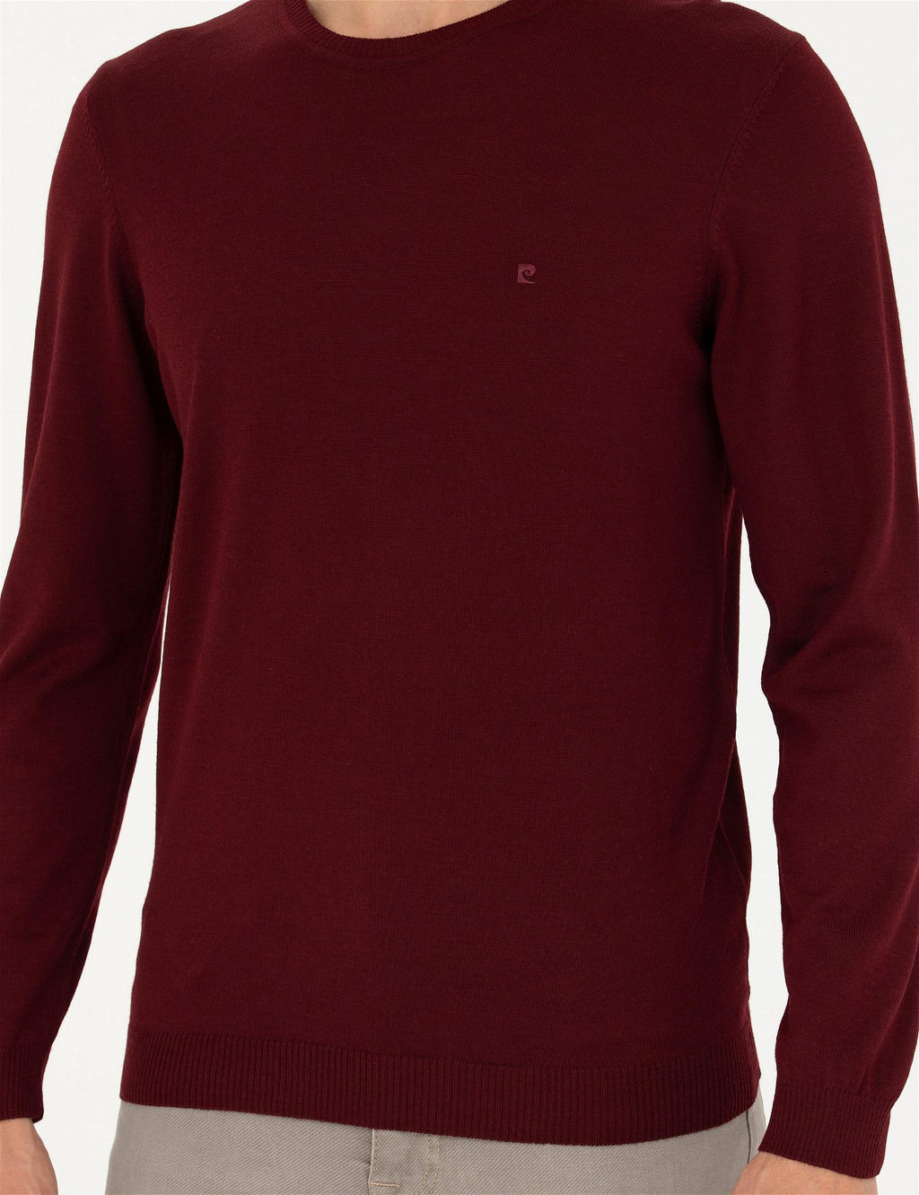 K_rm_z_ Slim Fit Bisiklet Yaka Y_n Kar___ml_ Basic Triko Kazak - Pierre cardin фото 6