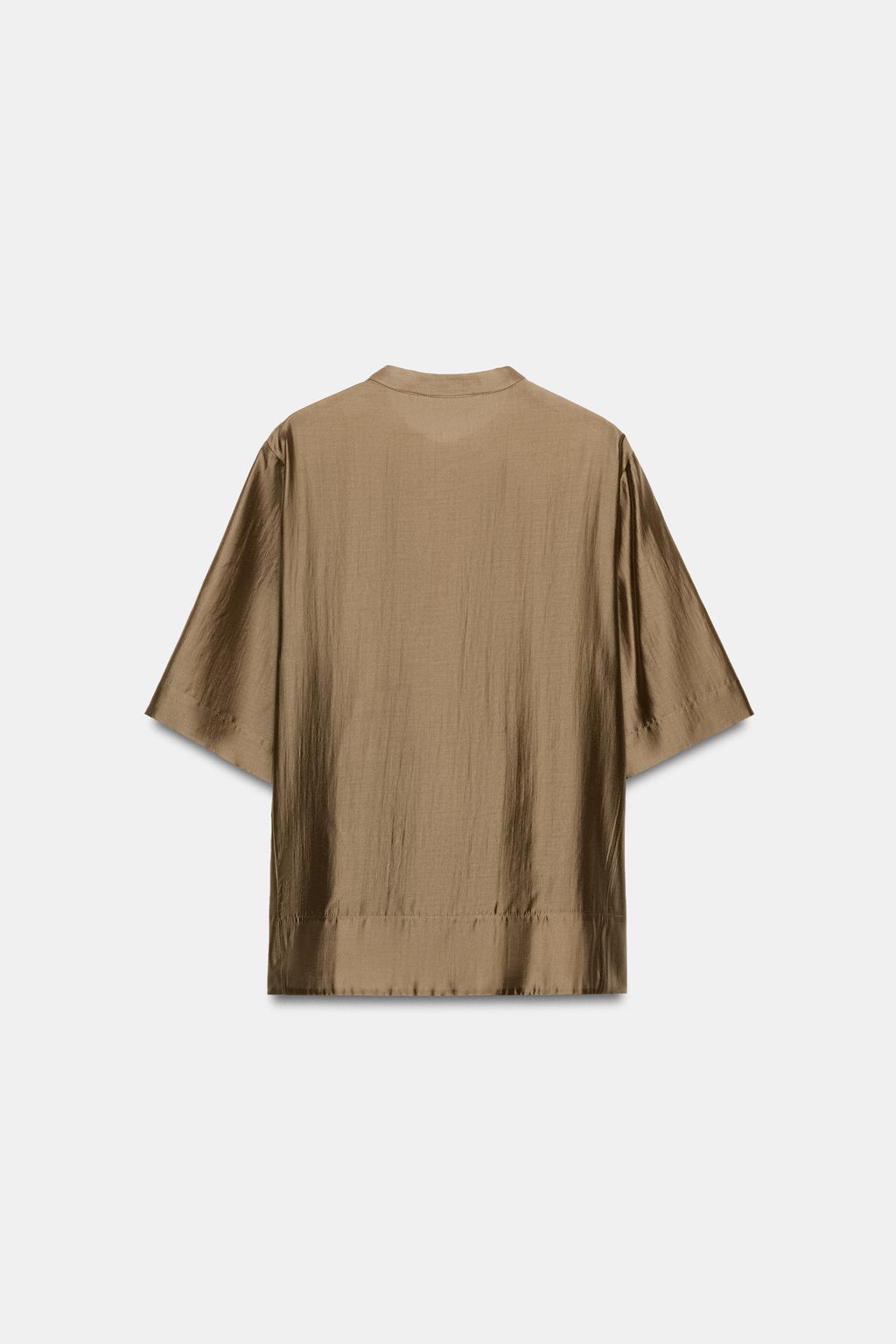 BLUSA FLUIDA MANGA CORTA ZW COLLECTION / Marr?n claro