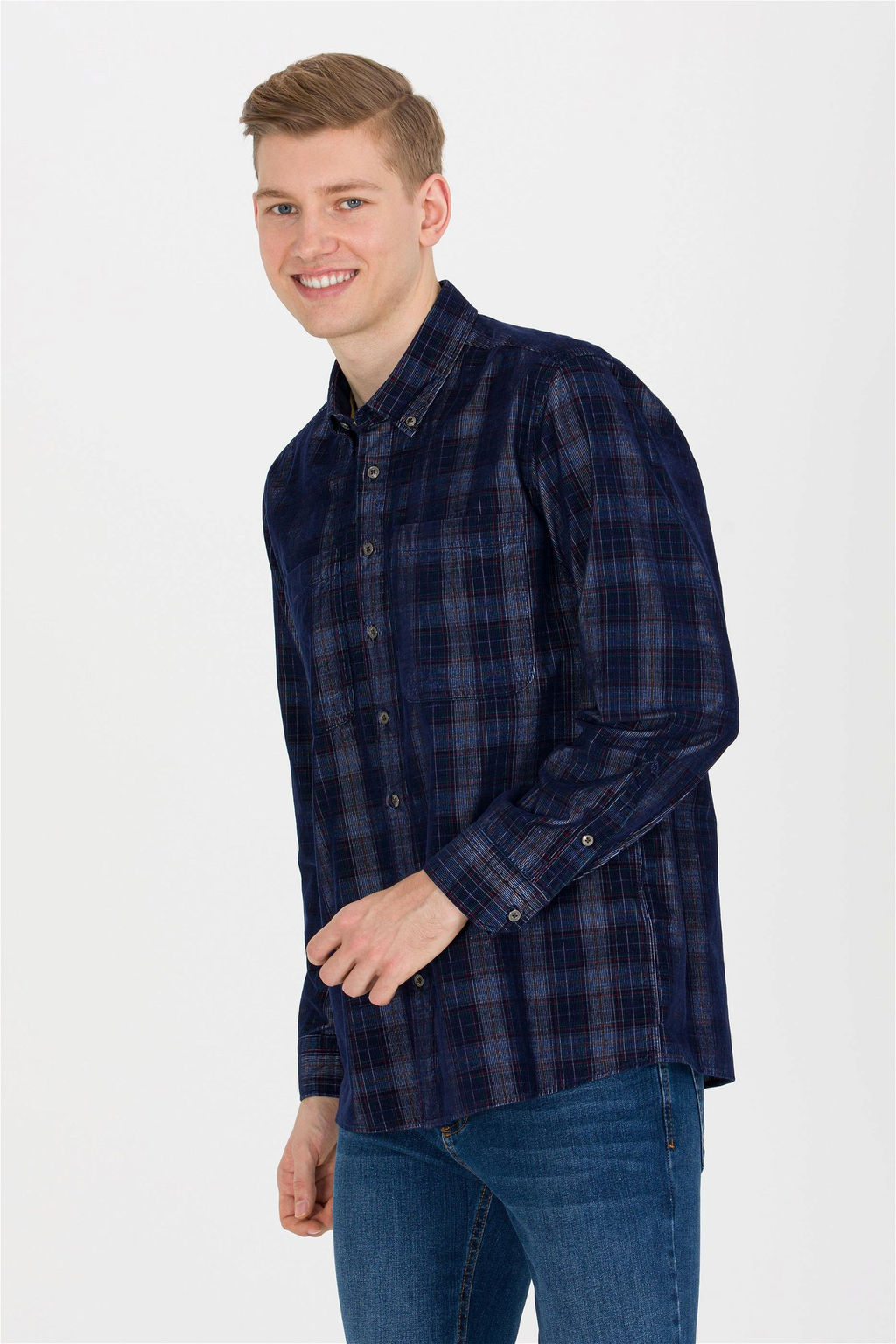 U. S. Polo Assn Мужская темно-синяя рубашка в шотландскую клетку - U.s. polo assn фото 10