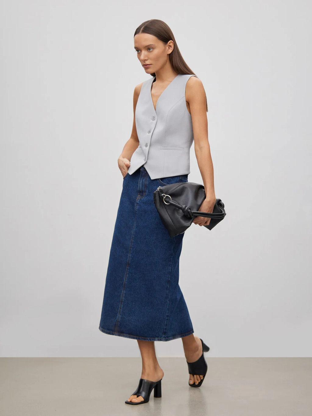 ЕМКА / Джинсовая юбка с высокой посадкой - Emka фото 3