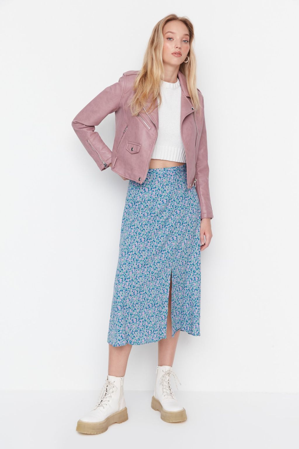 TRENDYOLMILLA Siyah Y?rtmac Detayl? Cicek Desenli Viskon Kumasl? Midi Dokuma Etek TWOSS20ET0230  фото 35