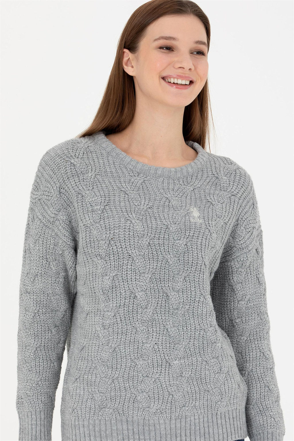 Женский серый меланжевый свитер - U.s. polo assn фото 3