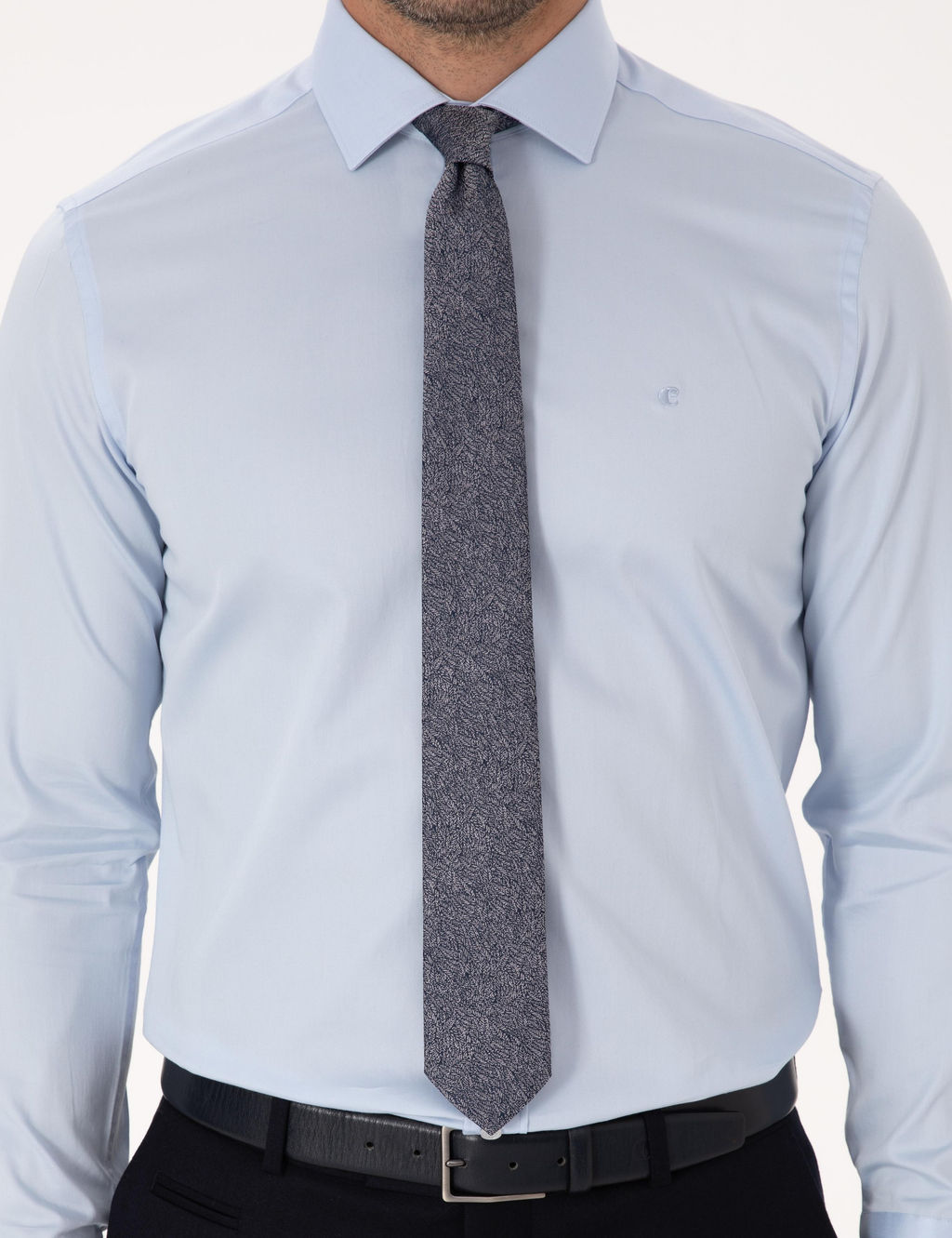 A__k Mavi Slim Fit %100 Pamuk Yar_m _talyan Yaka Klasik G_mlek - Cacharel фото 6