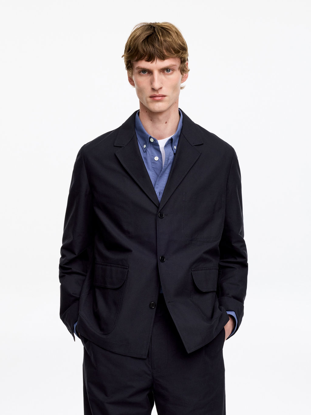 Blazer de algod?n en tejido hopsack