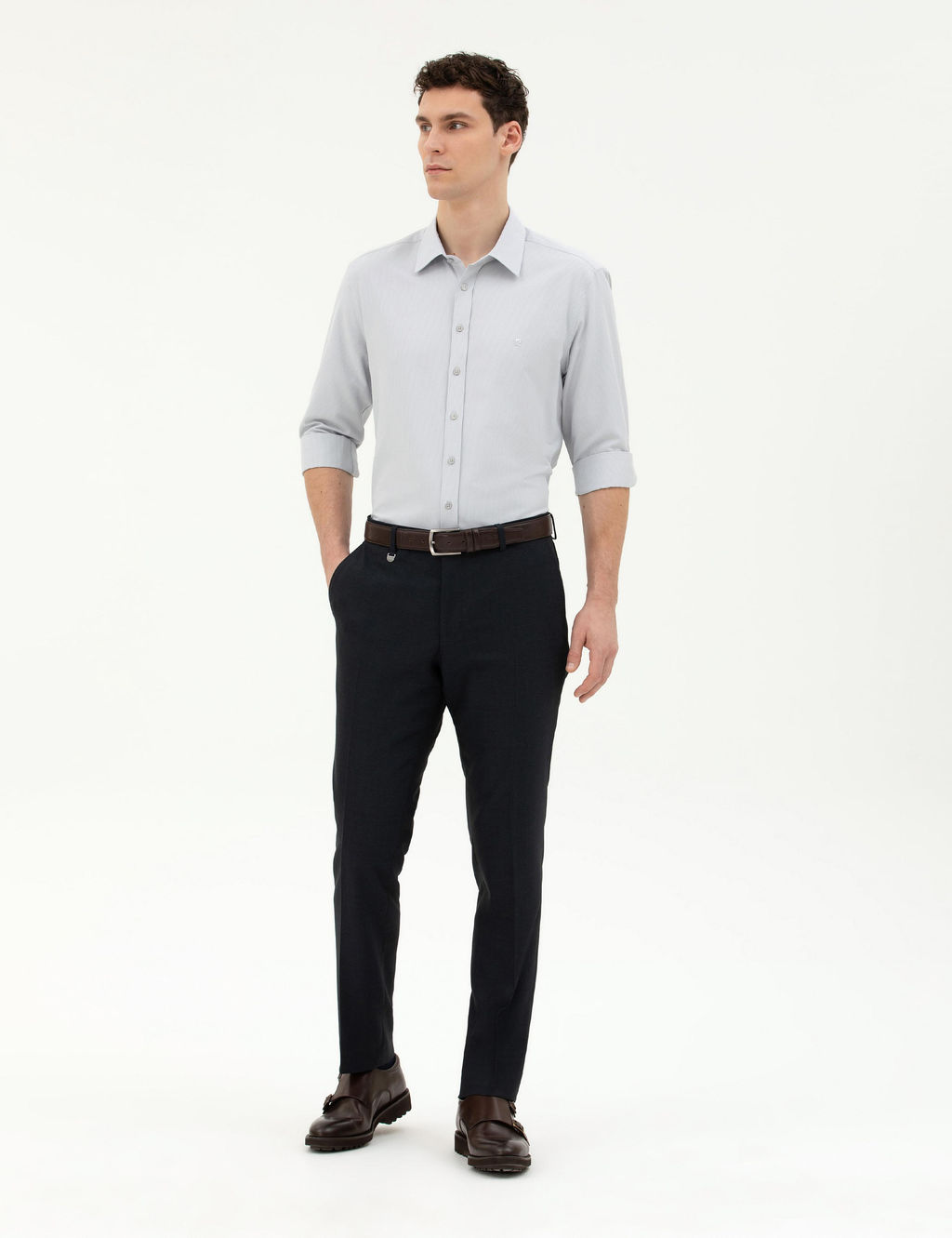 Рубашка Pierre Cardin Slim Fit серая