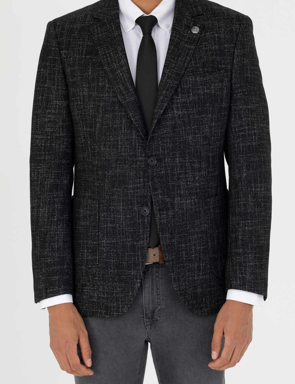 Siyah Ekstra Slim Fit Y_n Kar___ml_ Blazer Ceket