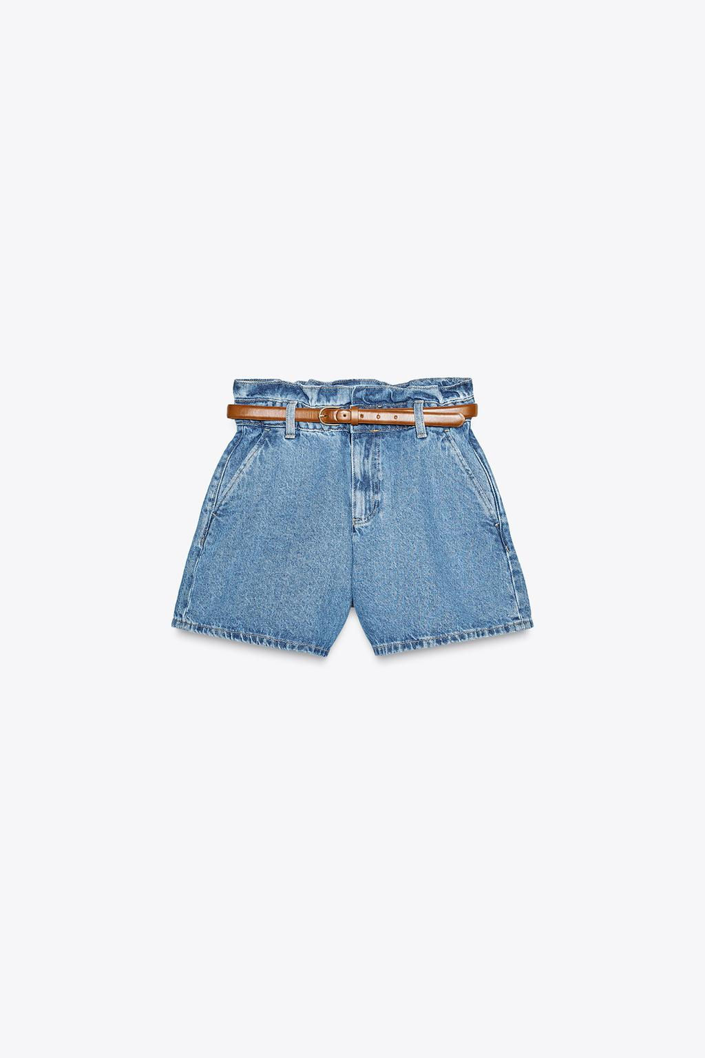 HIGH-WAIST Z1975 PAPERBAG DENIM BERMUDA SHORTS - Zara фото 5