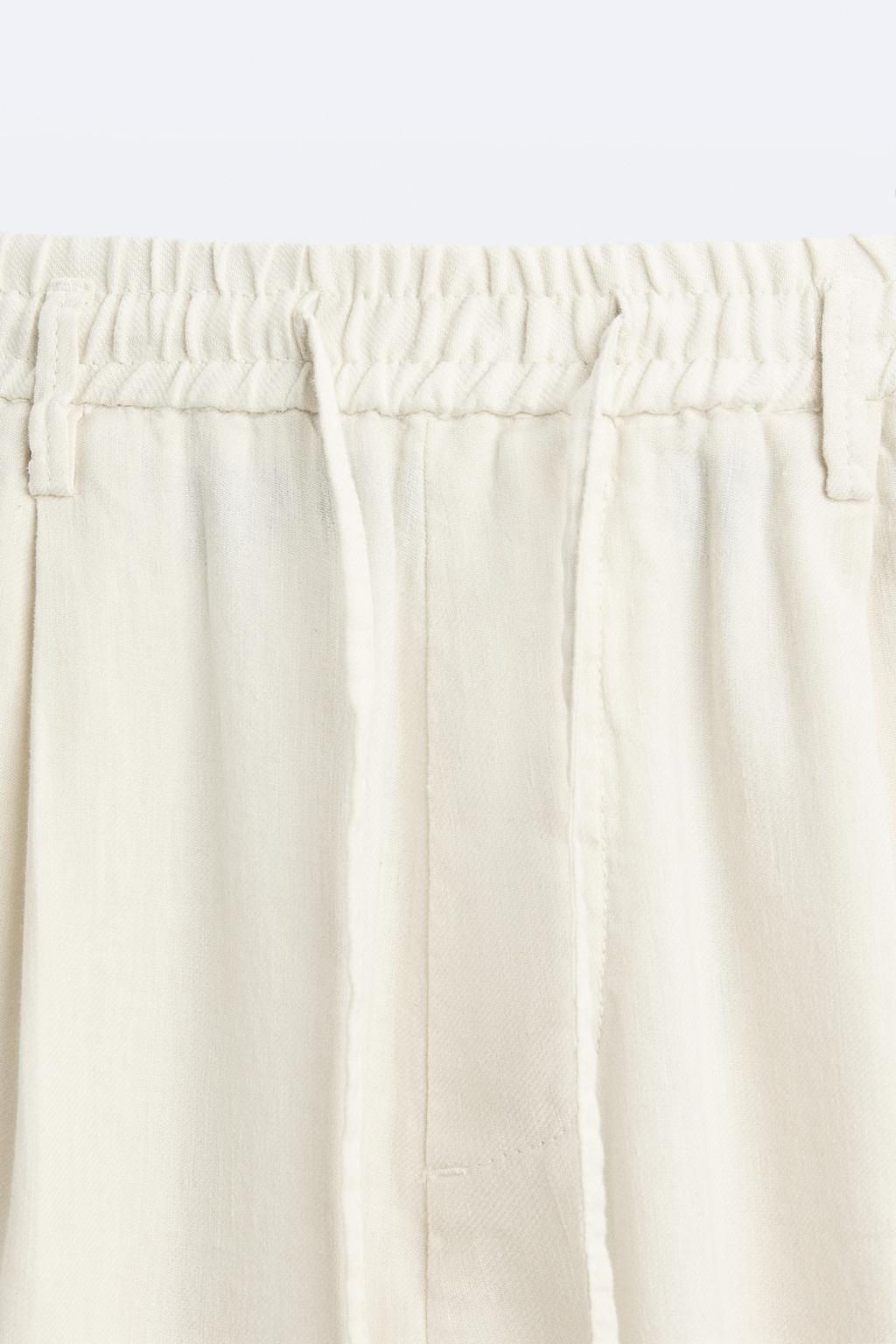 PLEATED COTTON - LINEN TROUSERS - Zara фото 9