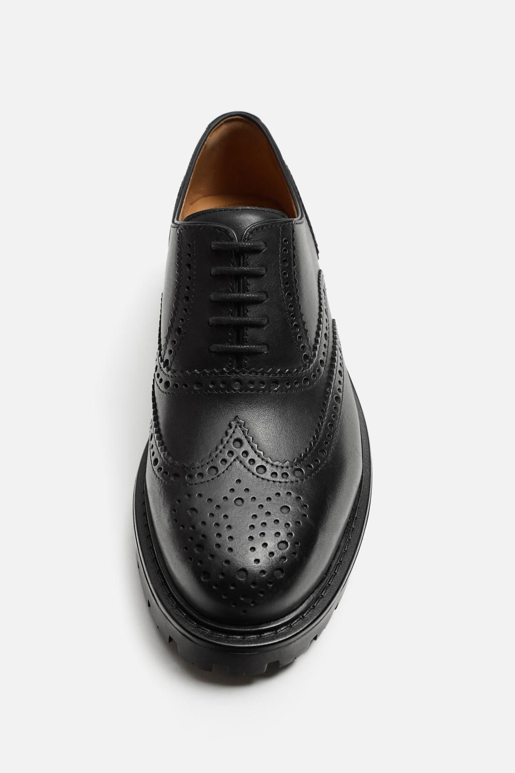 LEATHER TRACK SOLE SHOES - Zara фото 3