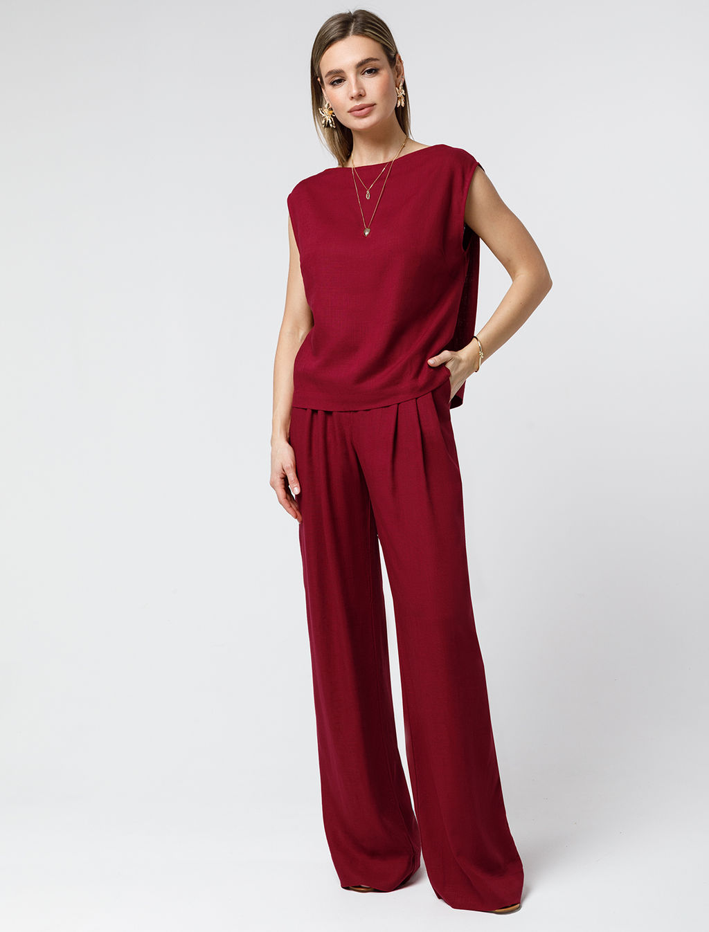 VILATTE / Свободные брюки изо льна с вискозой фото 5