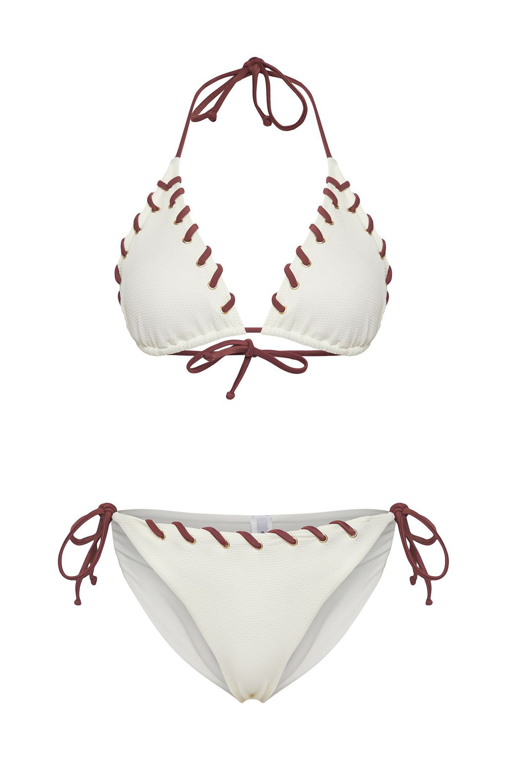 TRENDYOLMILLA Ekru Ucgen Kontrast Renk Biyeli Regular Bikini Tak?m? TBESS25BT00045  фото 12