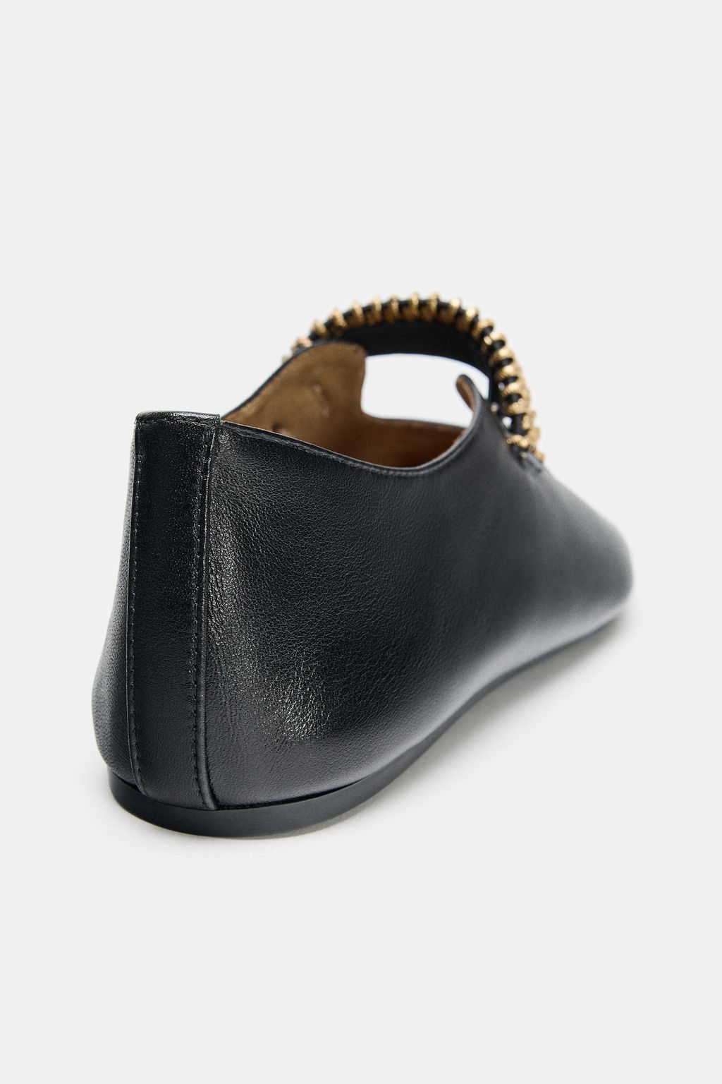 LEATHER BALLET FLATS WITH METAL STRAP - Zara фото 12