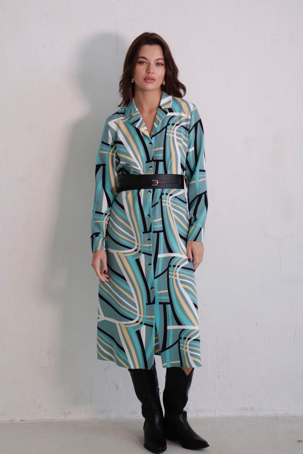 Платье-рубашка с английским воротником принт - Martichelli фото 4