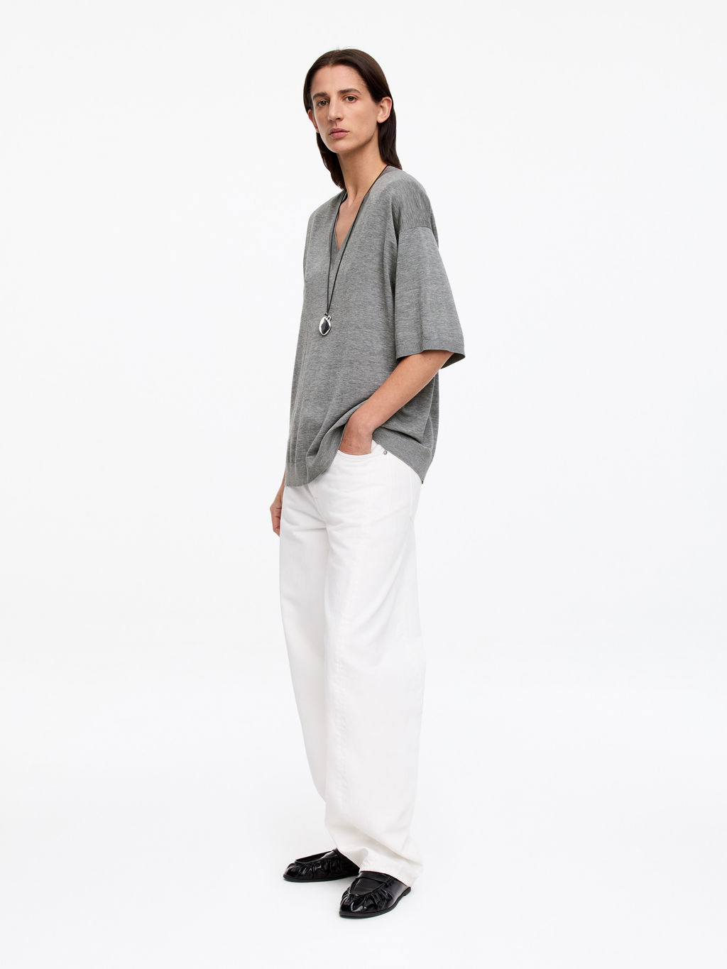 Top de mezcla de seda con cuello de pico - H&m фото 6