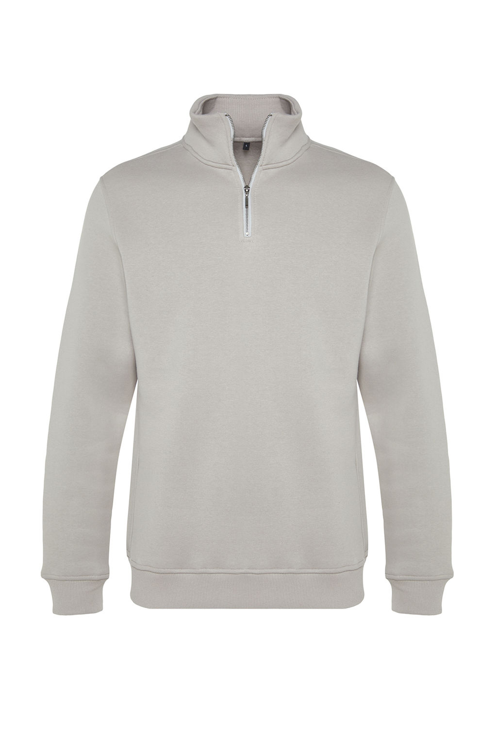 Gri Regular/Normal Kesim Dik Yaka Fermuarl? Pamuklu Basic Ici Polar Sweatshirt TMNAW24SW00041
