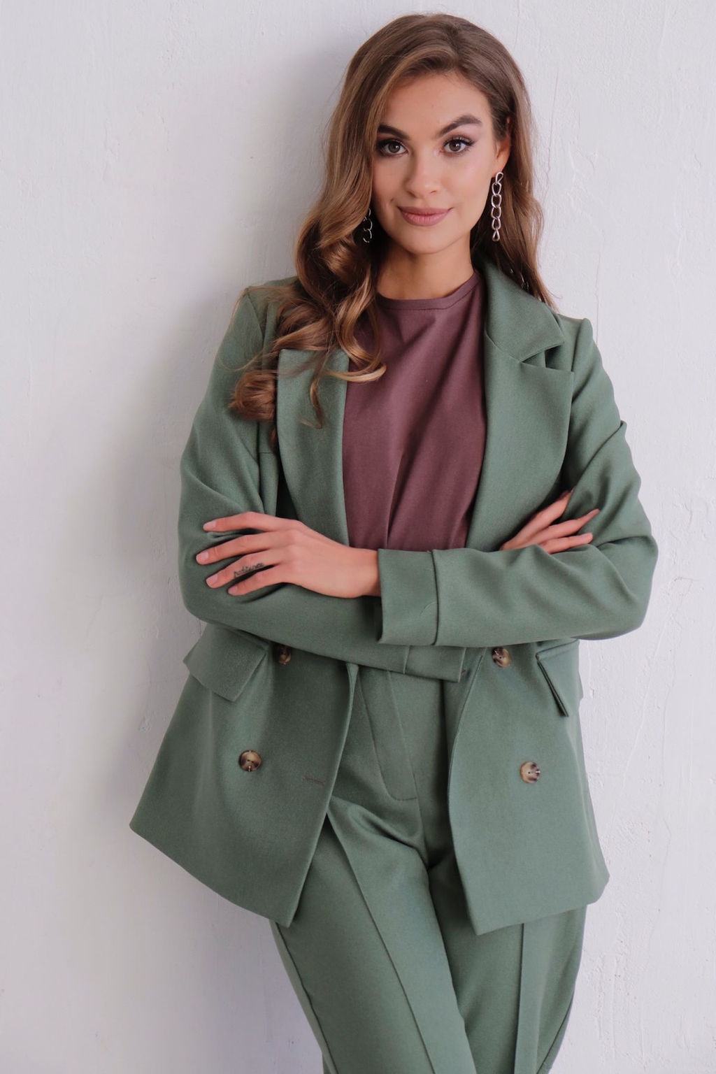 11722 Брюки со стрелками в приглушённом зелёном - Martichelli фото 25